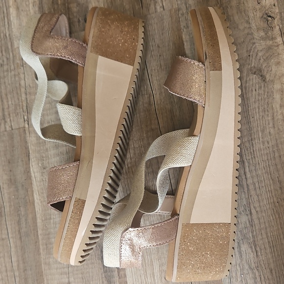 Yellow Box Bronze And Khaki "Cork" Wedges - Picture 5 of 7